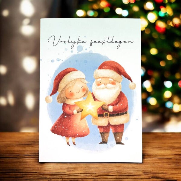 Kerstkaart | Kerstman en kerstvrouw