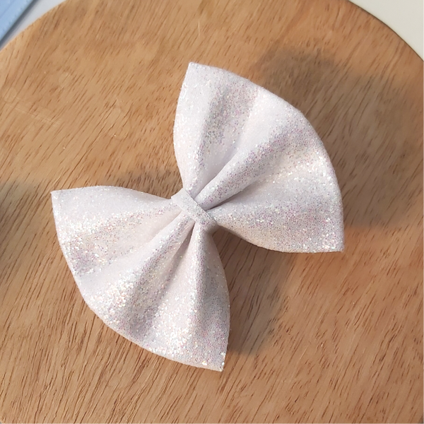 White Sparkle Butterfly Bow Large