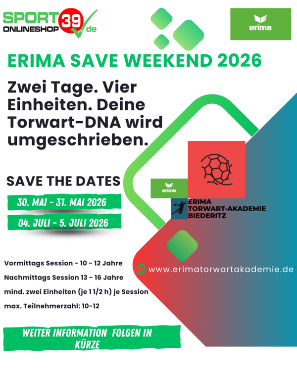 ERIMA SAVE WEEKEND 30.05. - 31.05.2026