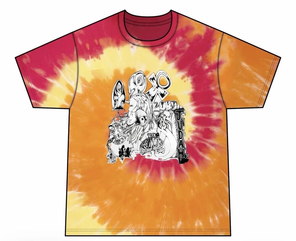 Origins Tee in orange-and-red tie-dye