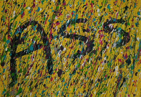 "A.S.S." Geel Zwart 50x70cm katoen canvas