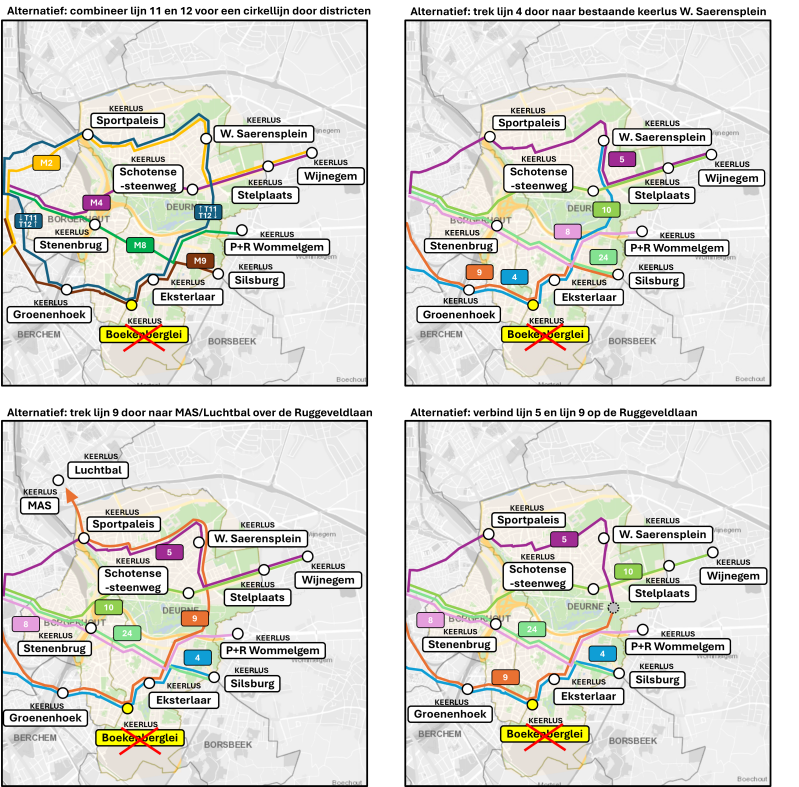 Alternatieven met Noord-Zuidverbinding