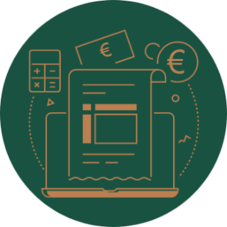 Persoon die op een rekenmachine iets aan het uittellen is.