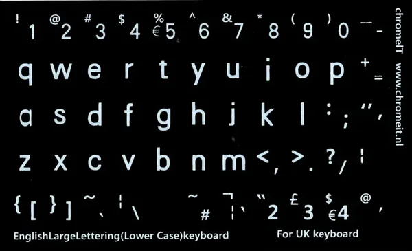 Stickervel met stickers in qwerty layout voor toetsenbord. (lowercase / kleine letter)