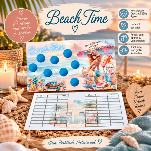 🏖️ Beach Time Sparchallenge – 250 g Papier | Sommerliches Sparspiel