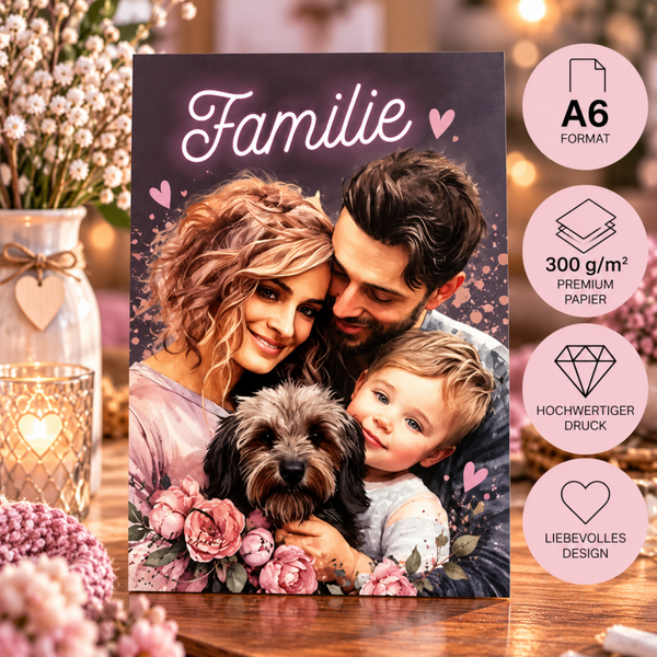 🩷 A6 Deckblatt „Familie“ – Liebe, Zusammenhalt & Geborgenheit