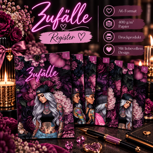 Zufallsregister A6 – Dark Floral Edition