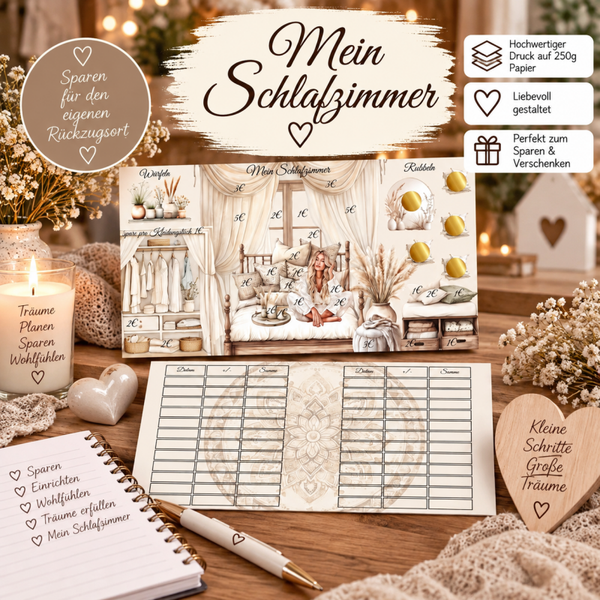 🤎 Mein Schlafzimmer – Sparchallenge | 250 g Papier