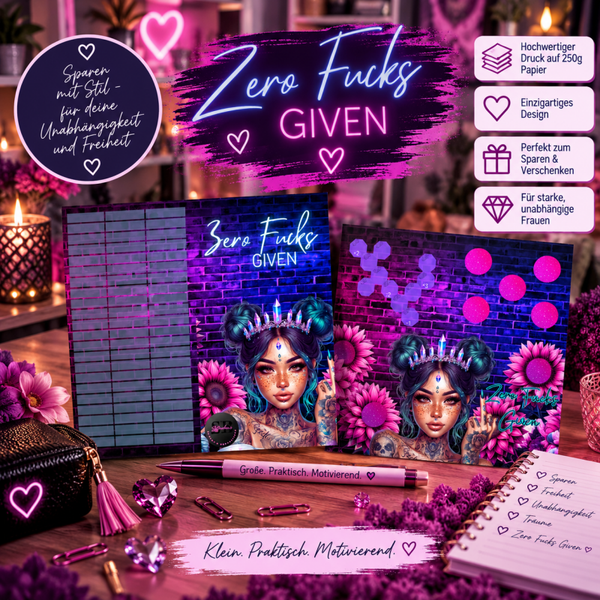 💜 Zero Fucks Given – Freche Sparchallenge im Neon-Design 🖤