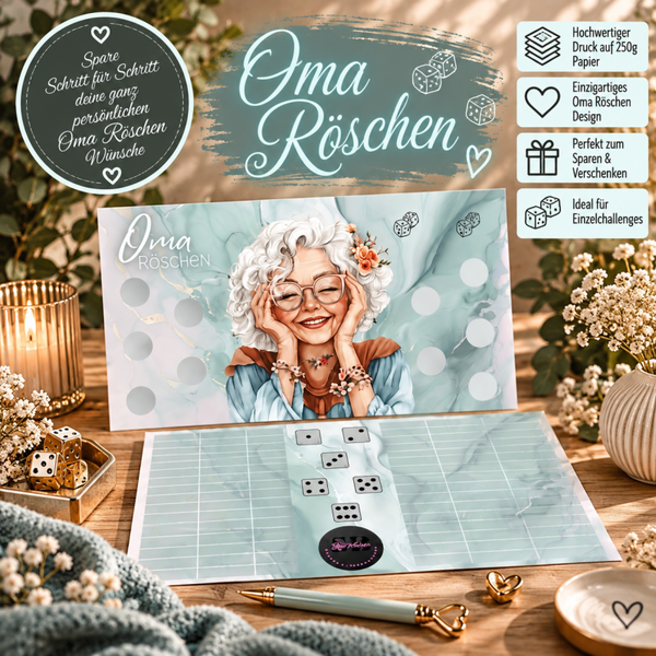 💚 Oma Röschen – Liebevolle Sparchallenge | Mint Design | Einzelchallenge