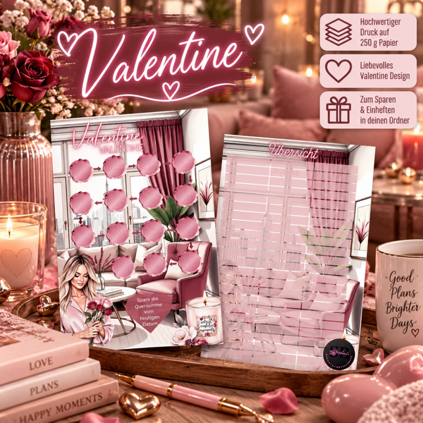 💗 Valentine – Romantische Spar-Challenge | 2er Klappkarte