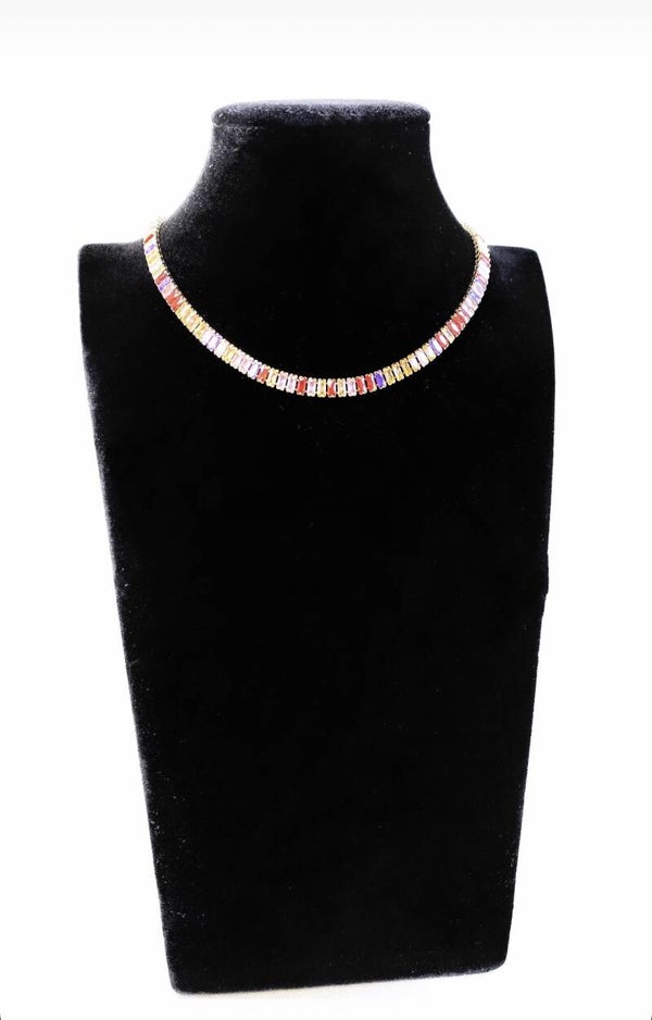 Collier en Acier Inoxydable Multicolore en Zircone cubique