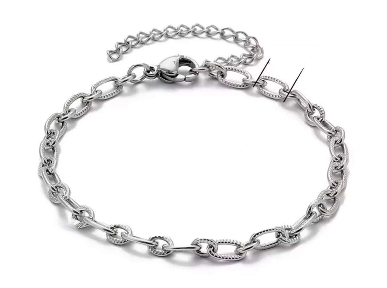 Armband ribbel schakel medium zilver