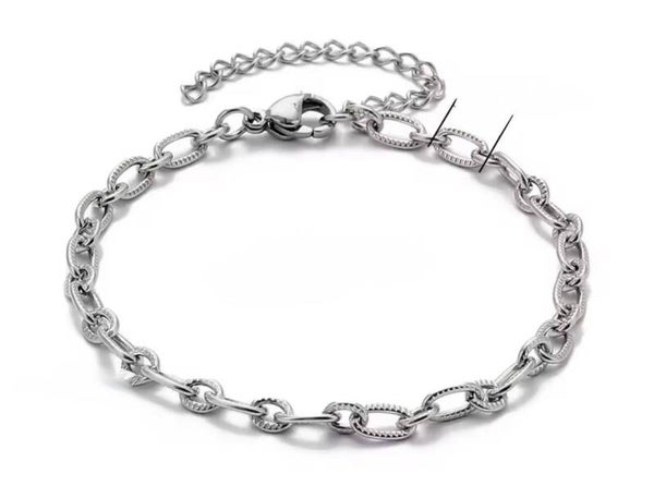 Armband ribbel schakel medium zilver