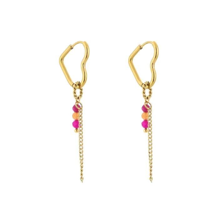 oorbellen heart hoops fushia