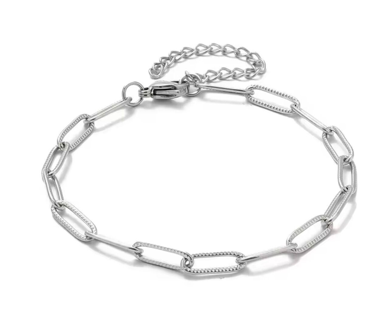 armband schakel met ribbel smal zilver