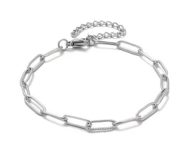 armband schakel met ribbel smal zilver