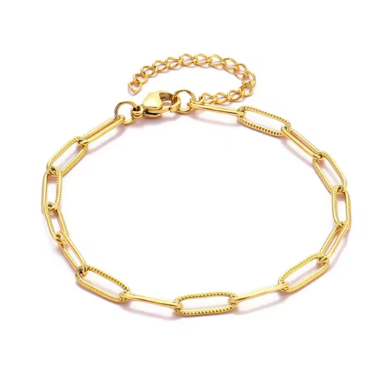 armband schakel met ribbel smal goud