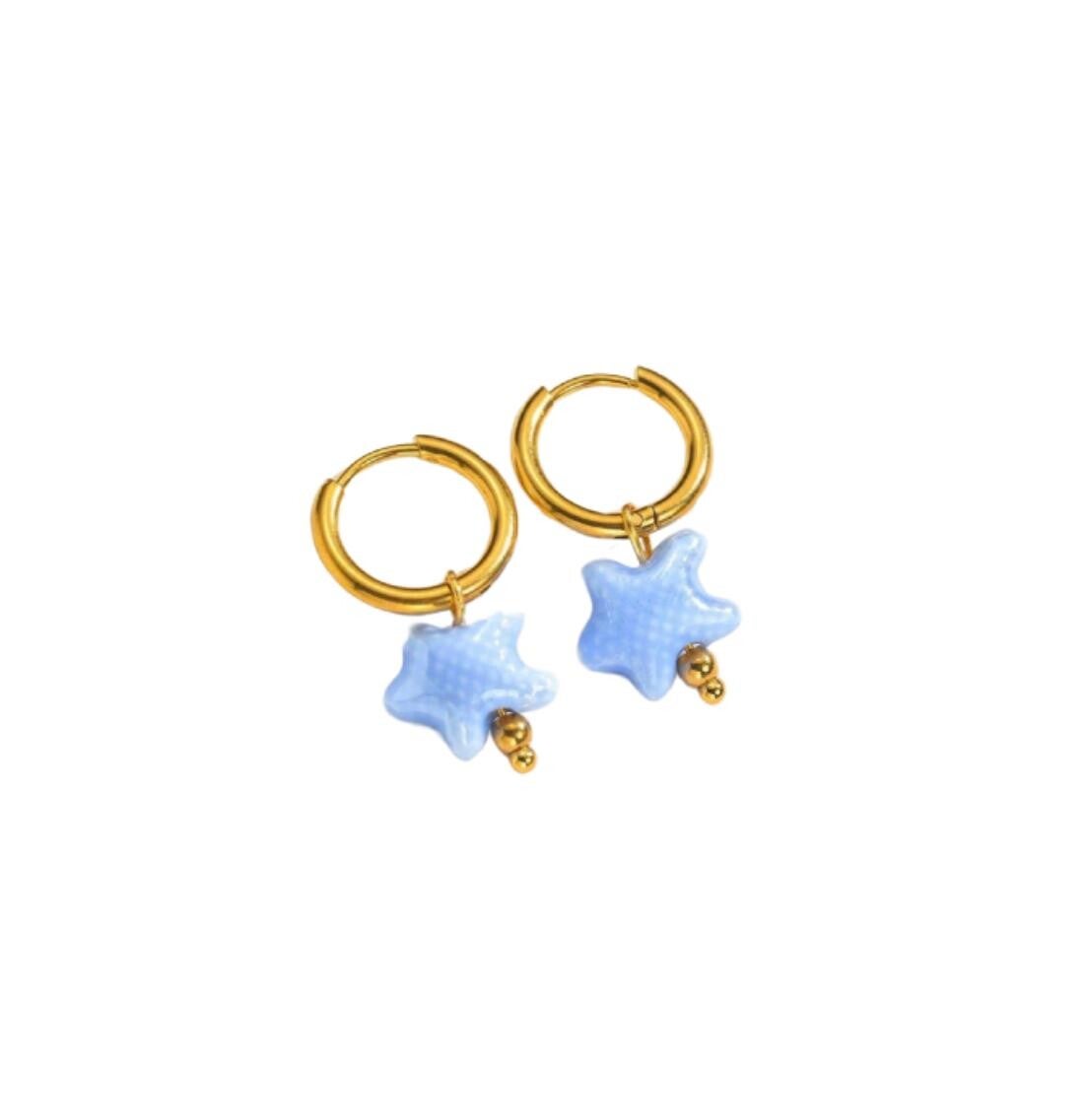 oorbellen zeester blauw