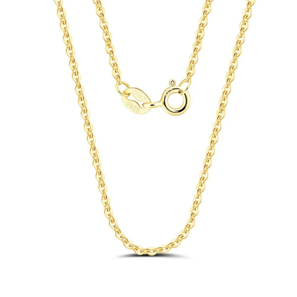 Sterling Zilveren Ketting – 925 Gold Plated of Rhodium – 45 cm – Fijne 1 mm Schakel