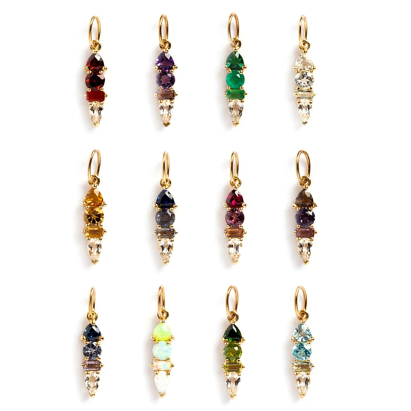 Birthstone Bedel – Stainless Steel – Verjaardagssteen Hanger – Per Stuk (2 cm)