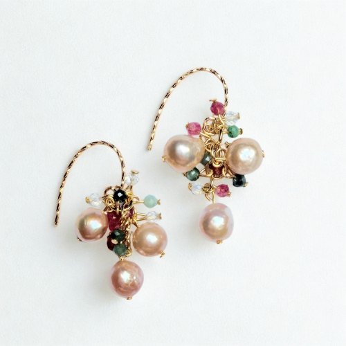 925 Sterling Zilveren Oorhangers met Roze Parels, Smaragd, Topaas & Opaal | Handgemaakt