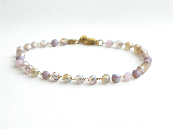 Stainless Steel Armband met Gemengde Pastel Gekleurde Kristallen