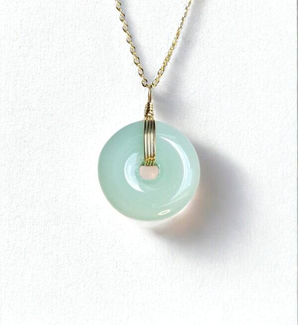 Jade Donut Ketting – 925 Sterling Zilver Goldplated – Handgemaakt & Verstelbaar