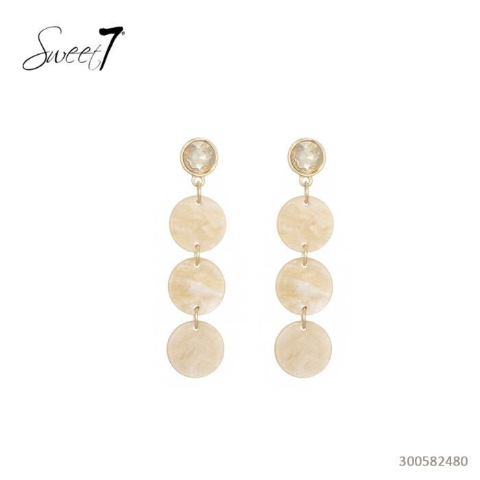 Pom pom beige oorbel