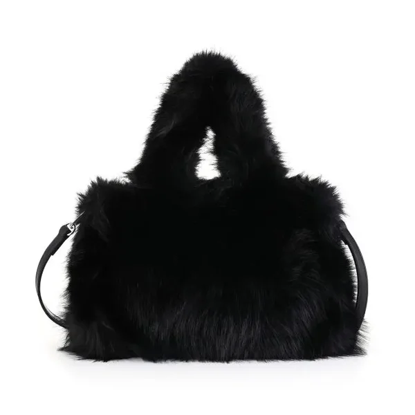 black fluffy bag