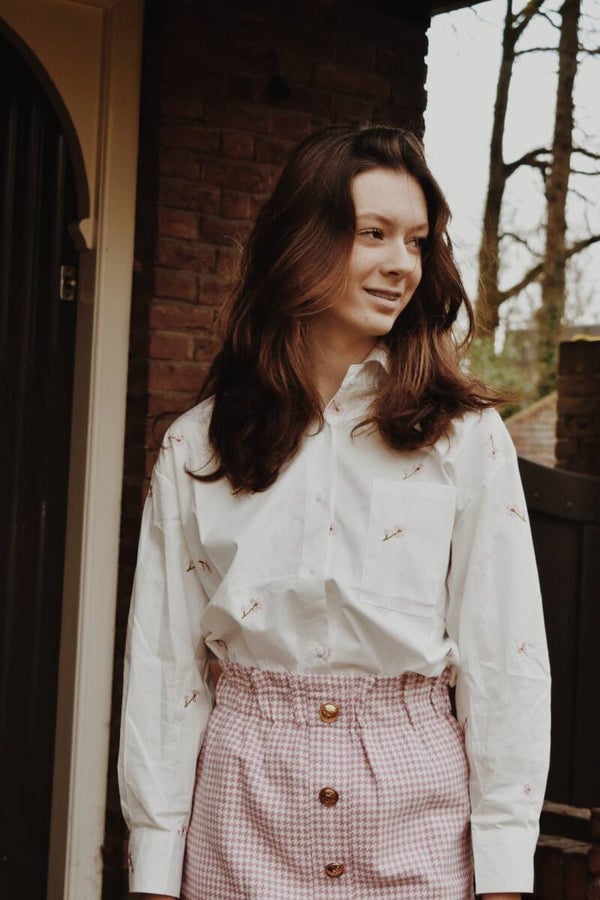 Pink flower blouse