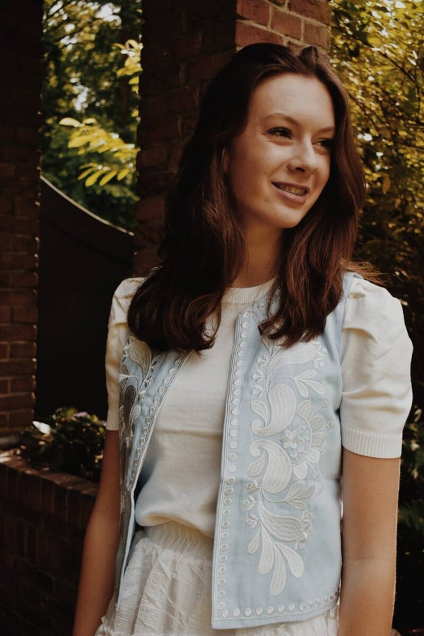 Blue white gilet