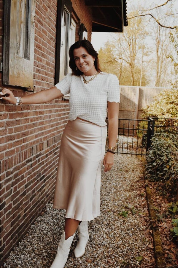 Champagne satin skirt