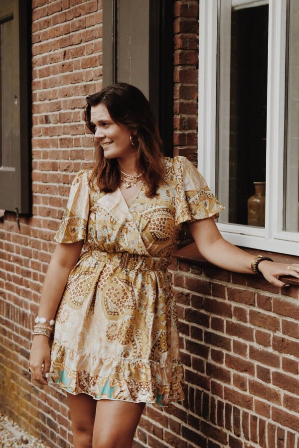 Green brown dress