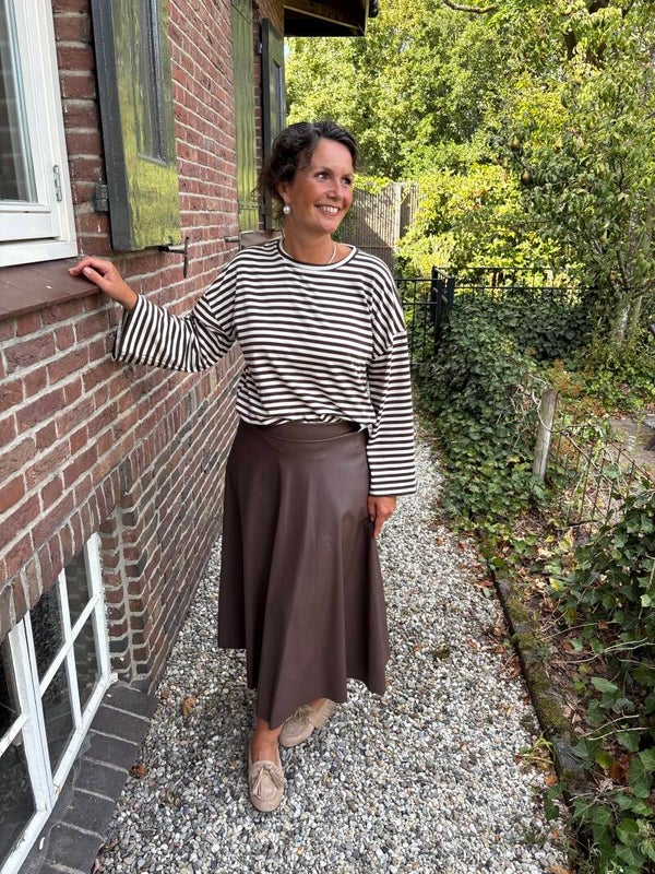 Brown leather skirt