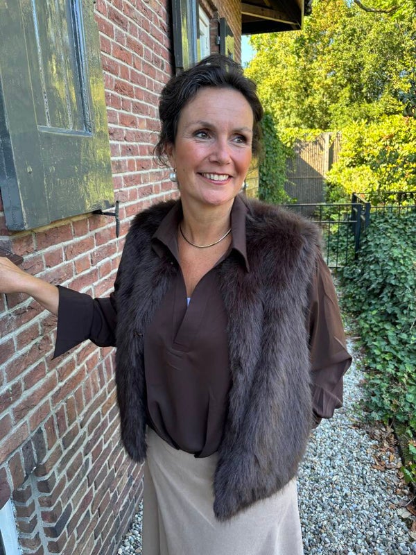 Choco bruine bont gilet
