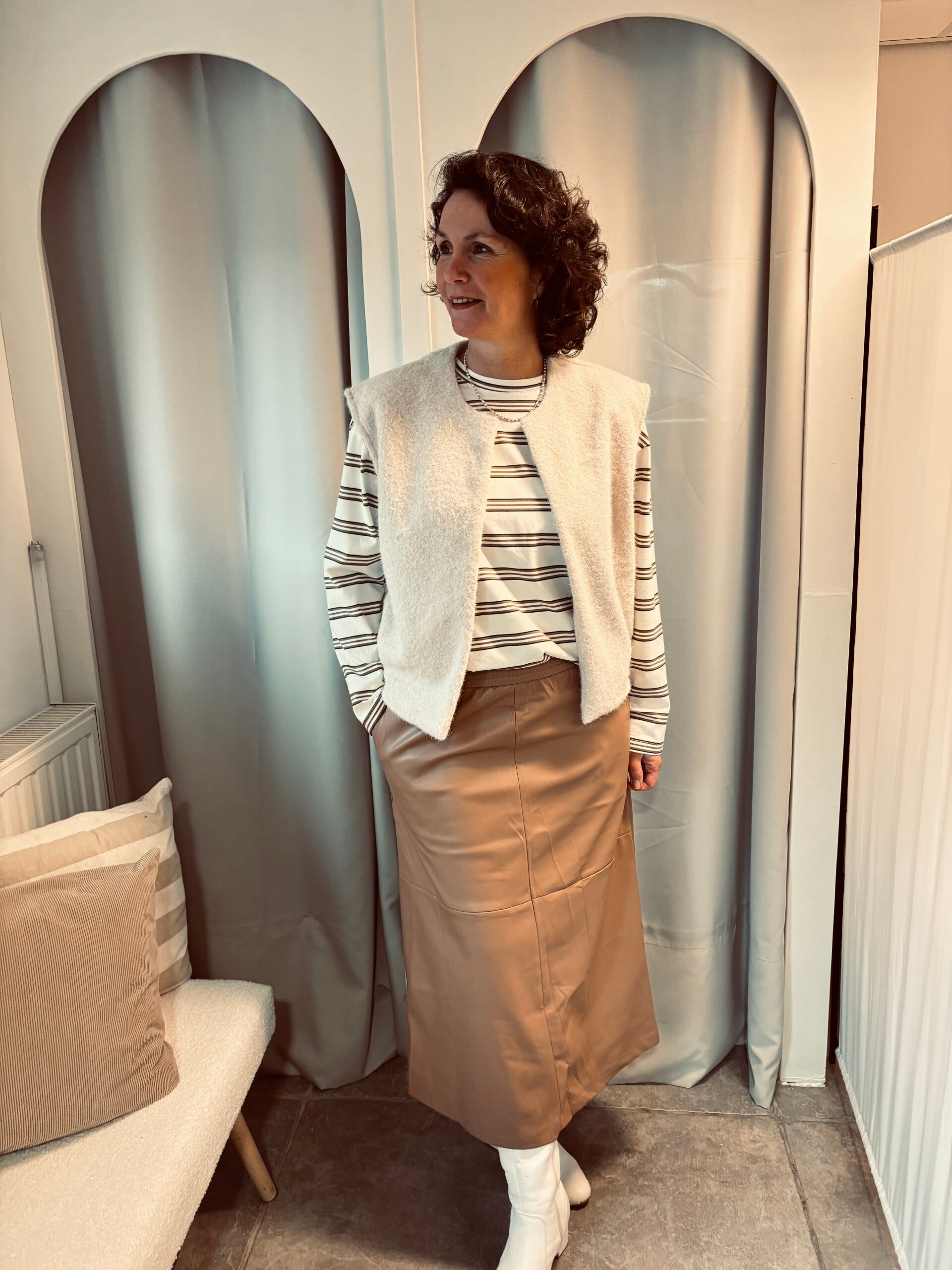 Anita leather skirt camel