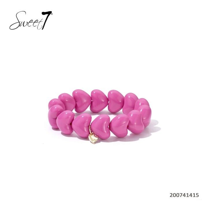 Dark pink hearts bracelet