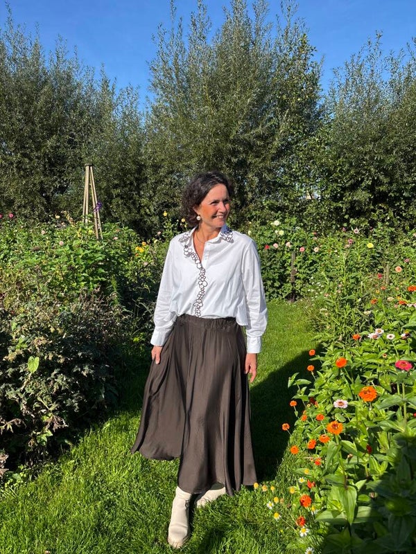 Autumn satin skirt brown
