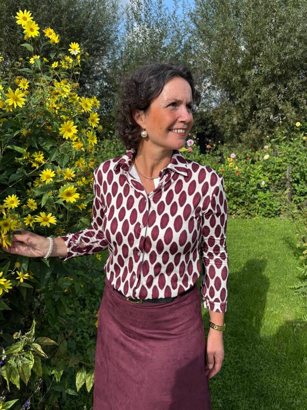 Burgundy White blouse