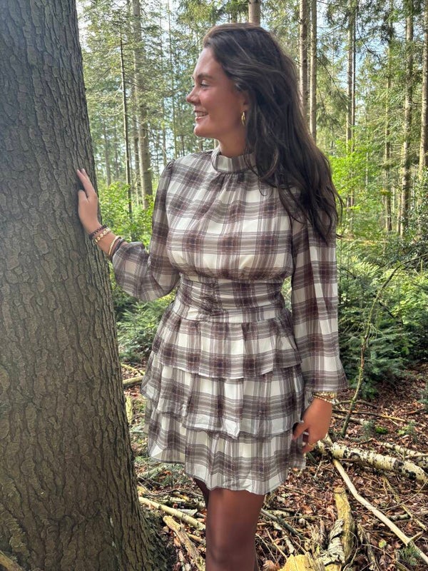 Brown White dress