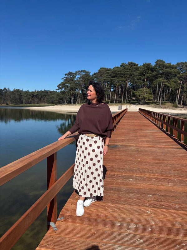 Brown White dots skirt