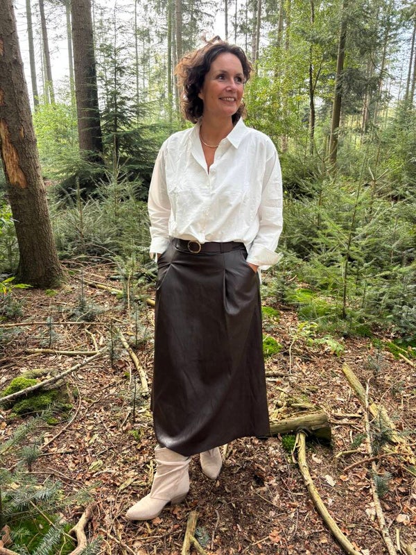 Brown leather Bo skirt