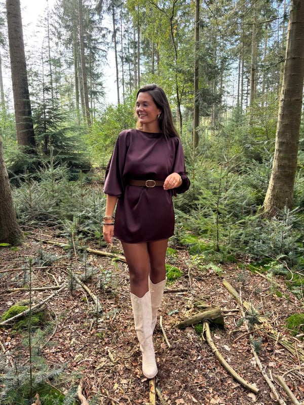 Burgundy satin Lara dress