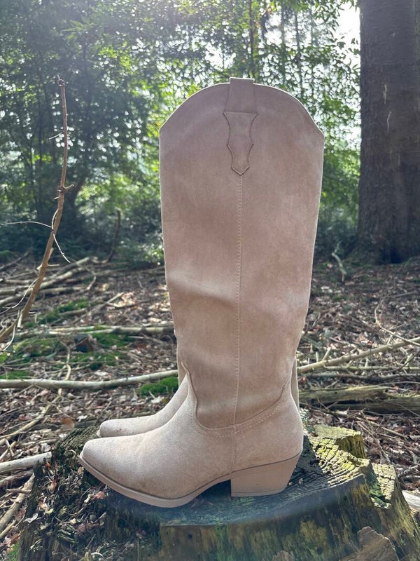 Lange beige cowboylaars