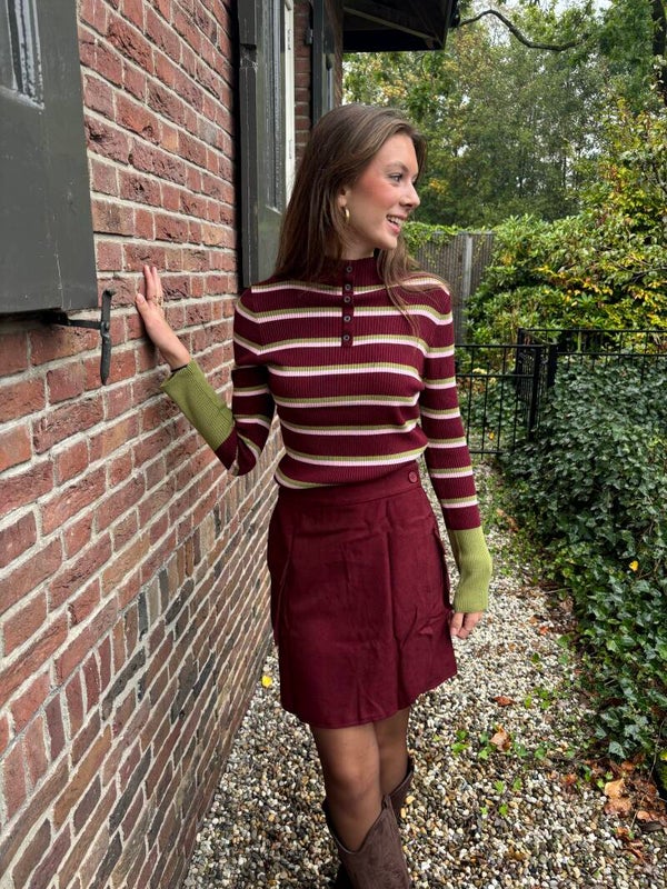 Burgundy pocket skirt