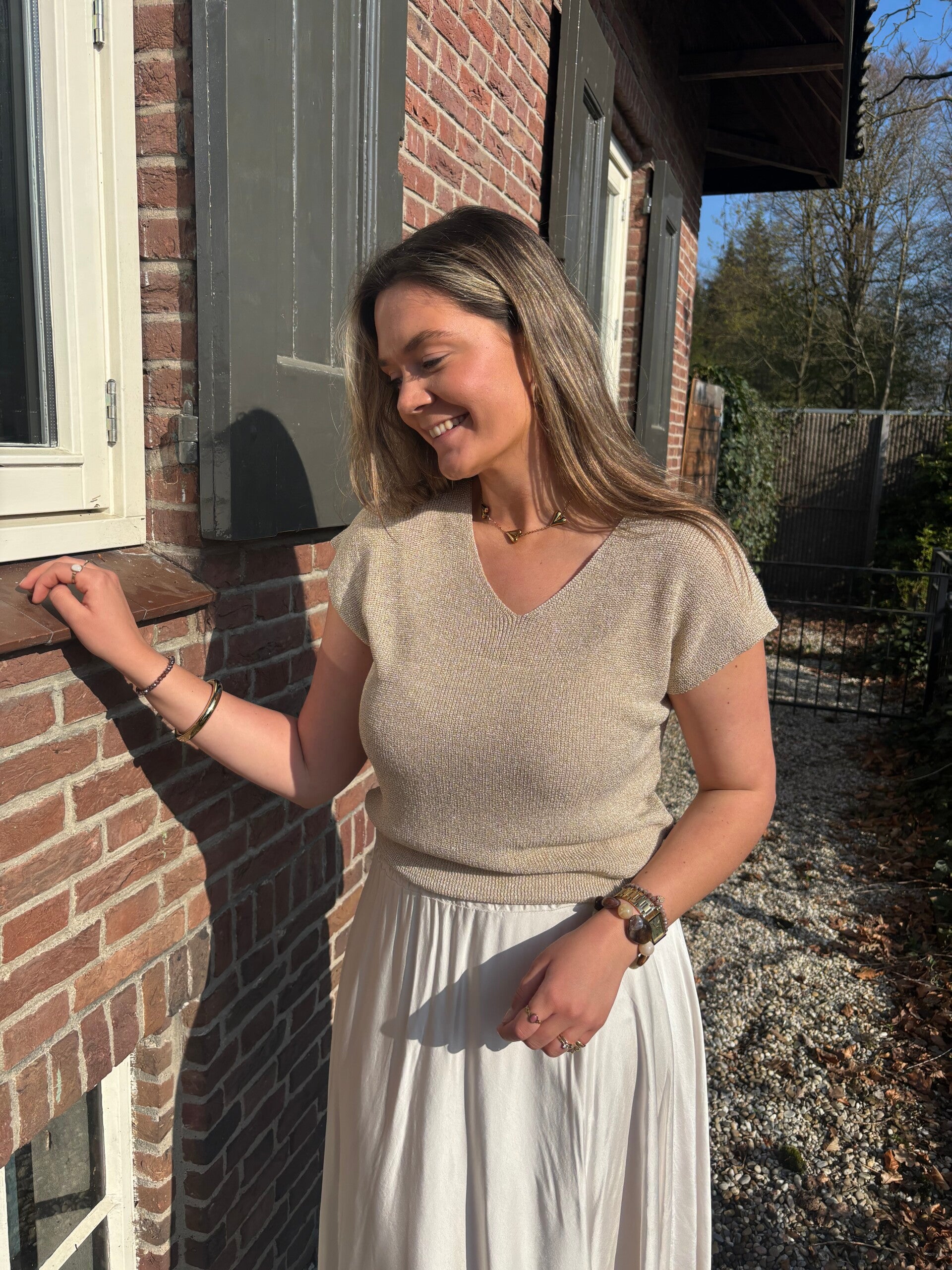 Sparkle top beige