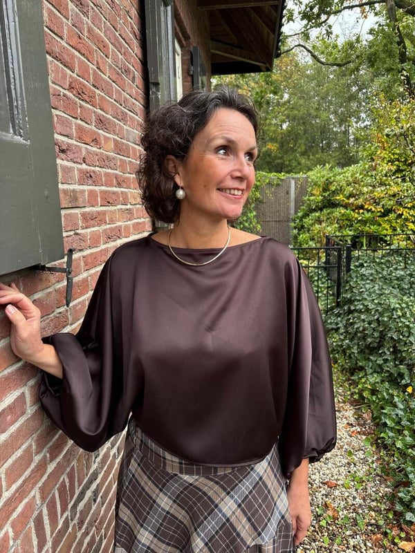 Brown satin Lara top