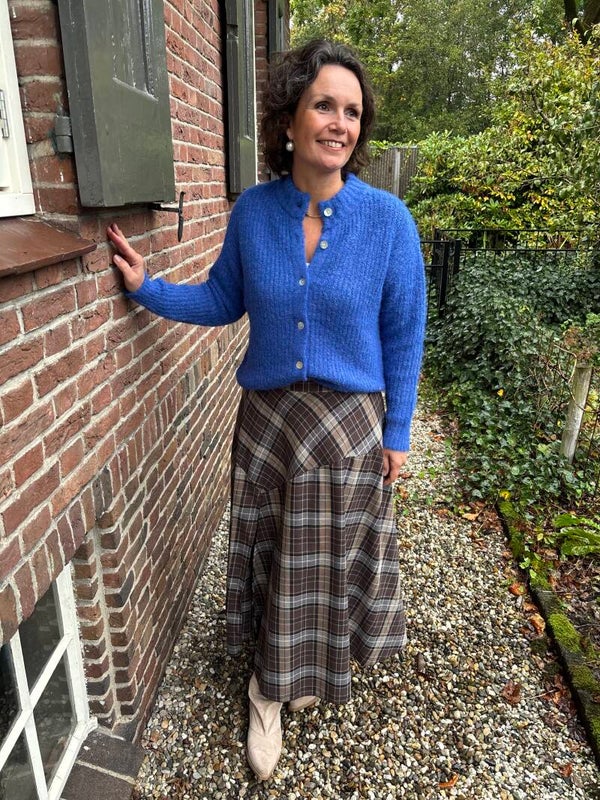 Blauw bruine ruit rok