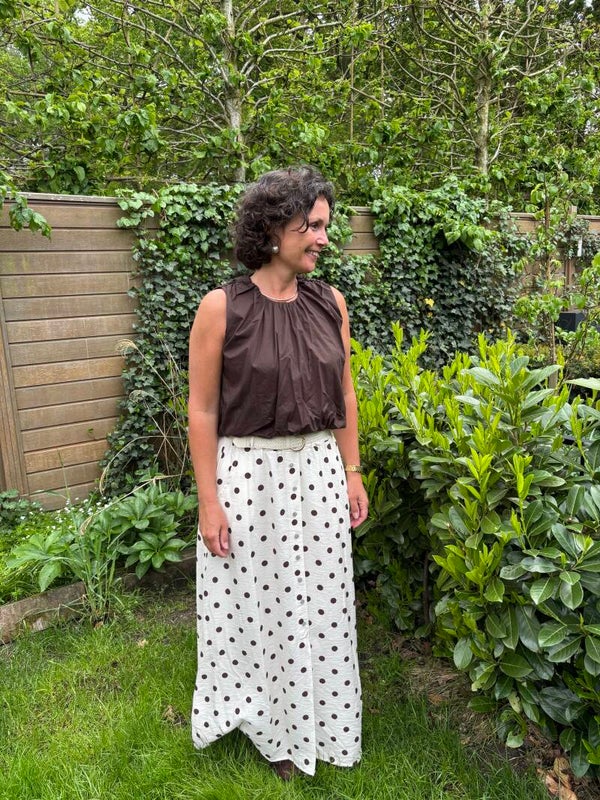 Bruine witte stippen rok